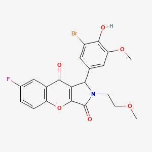 molecular formula C21H17BrFNO6 B4114073 1-(3-bromo-4-hydroxy-5-methoxyphenyl)-7-fluoro-2-(2-methoxyethyl)-1,2-dihydrochromeno[2,3-c]pyrrole-3,9-dione 