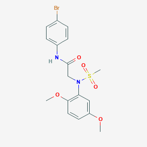 molecular formula C17H19BrN2O5S B411412 N-(4-bromophenyl)-2-[2,5-dimethoxy(methylsulfonyl)anilino]acetamide 
