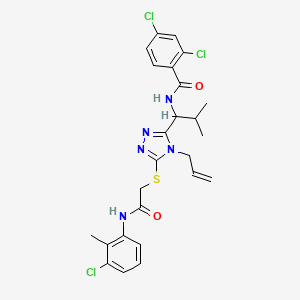 molecular formula C25H26Cl3N5O2S B4114124 N-{1-[4-allyl-5-({2-[(3-chloro-2-methylphenyl)amino]-2-oxoethyl}thio)-4H-1,2,4-triazol-3-yl]-2-methylpropyl}-2,4-dichlorobenzamide 