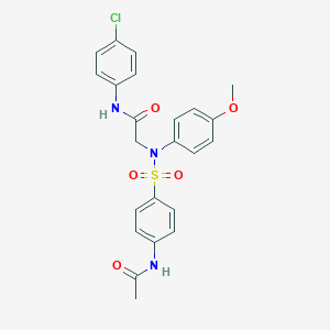 molecular formula C23H22ClN3O5S B411413 2-({[4-(acetylamino)phenyl]sulfonyl}-4-methoxyanilino)-N-(4-chlorophenyl)acetamide 