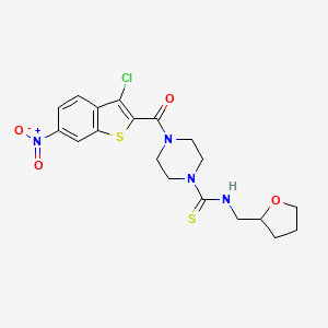 molecular formula C19H21ClN4O4S2 B4114135 4-[(3-chloro-6-nitro-1-benzothien-2-yl)carbonyl]-N-(tetrahydro-2-furanylmethyl)-1-piperazinecarbothioamide 