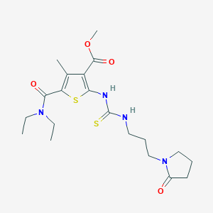 molecular formula C20H30N4O4S2 B4114205 methyl 5-[(diethylamino)carbonyl]-4-methyl-2-[({[3-(2-oxo-1-pyrrolidinyl)propyl]amino}carbonothioyl)amino]-3-thiophenecarboxylate 