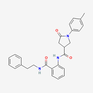 molecular formula C27H27N3O3 B4114212 1-(4-methylphenyl)-5-oxo-N-(2-{[(2-phenylethyl)amino]carbonyl}phenyl)-3-pyrrolidinecarboxamide 