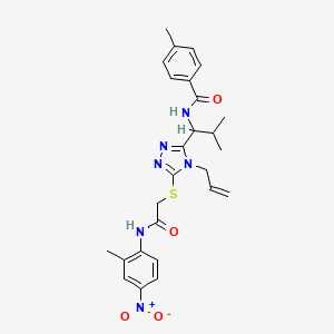 molecular formula C26H30N6O4S B4114239 N-{1-[4-allyl-5-({2-[(2-methyl-4-nitrophenyl)amino]-2-oxoethyl}thio)-4H-1,2,4-triazol-3-yl]-2-methylpropyl}-4-methylbenzamide 