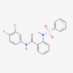 molecular formula C20H16ClFN2O3S B4114294 N-(3-chloro-4-fluorophenyl)-2-[methyl(phenylsulfonyl)amino]benzamide 