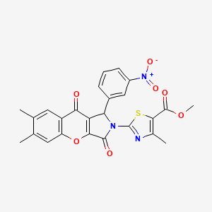 molecular formula C25H19N3O7S B4114336 methyl 2-[6,7-dimethyl-1-(3-nitrophenyl)-3,9-dioxo-3,9-dihydrochromeno[2,3-c]pyrrol-2(1H)-yl]-4-methyl-1,3-thiazole-5-carboxylate 