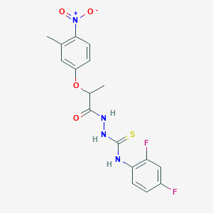 molecular formula C17H16F2N4O4S B4114346 N-(2,4-difluorophenyl)-2-[2-(3-methyl-4-nitrophenoxy)propanoyl]hydrazinecarbothioamide 
