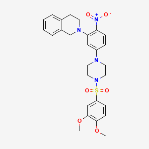 2-(5-{4-[(3,4-dimethoxyphenyl)sulfonyl]-1-piperazinyl}-2-nitrophenyl)-1,2,3,4-tetrahydroisoquinoline