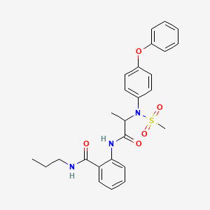 molecular formula C26H29N3O5S B4114370 2-{[N-(methylsulfonyl)-N-(4-phenoxyphenyl)alanyl]amino}-N-propylbenzamide 