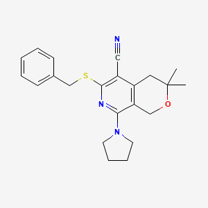 molecular formula C22H25N3OS B4114399 6-(benzylthio)-3,3-dimethyl-8-(1-pyrrolidinyl)-3,4-dihydro-1H-pyrano[3,4-c]pyridine-5-carbonitrile 