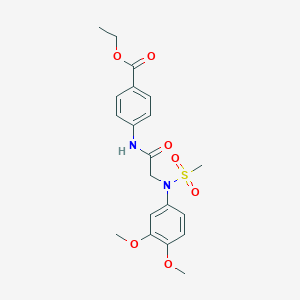 molecular formula C20H24N2O7S B411440 Ethyl 4-({[3,4-dimethoxy(methylsulfonyl)anilino]acetyl}amino)benzoate 
