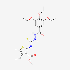 molecular formula C23H31N3O6S2 B4114412 methyl 4-ethyl-5-methyl-2-({[2-(3,4,5-triethoxybenzoyl)hydrazino]carbonothioyl}amino)-3-thiophenecarboxylate 