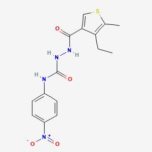 molecular formula C15H16N4O4S B4114416 2-[(4-ethyl-5-methyl-3-thienyl)carbonyl]-N-(4-nitrophenyl)hydrazinecarboxamide 