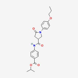 molecular formula C24H28N2O5 B4114431 isopropyl 4-({[5-oxo-1-(4-propoxyphenyl)-3-pyrrolidinyl]carbonyl}amino)benzoate 