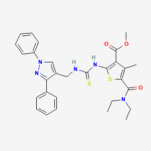 molecular formula C29H31N5O3S2 B4114440 methyl 5-[(diethylamino)carbonyl]-2-[({[(1,3-diphenyl-1H-pyrazol-4-yl)methyl]amino}carbonothioyl)amino]-4-methyl-3-thiophenecarboxylate 