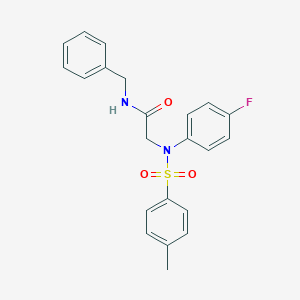 molecular formula C22H21FN2O3S B411445 N-benzyl-2-{4-fluoro[(4-methylphenyl)sulfonyl]anilino}acetamide 