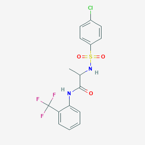 molecular formula C16H14ClF3N2O3S B4114463 N~2~-[(4-chlorophenyl)sulfonyl]-N~1~-[2-(trifluoromethyl)phenyl]alaninamide 