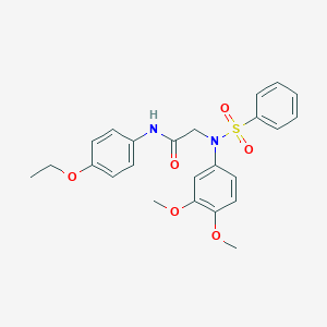 molecular formula C24H26N2O6S B411447 2-[3,4-dimethoxy(phenylsulfonyl)anilino]-N-(4-ethoxyphenyl)acetamide 
