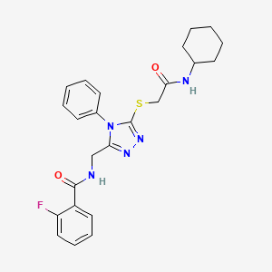 molecular formula C24H26FN5O2S B4114473 N-[(5-{[2-(cyclohexylamino)-2-oxoethyl]thio}-4-phenyl-4H-1,2,4-triazol-3-yl)methyl]-2-fluorobenzamide 