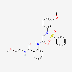 molecular formula C25H27N3O6S B4114512 N-(2-methoxyethyl)-2-{[N-(3-methoxyphenyl)-N-(phenylsulfonyl)glycyl]amino}benzamide 
