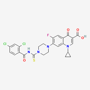 molecular formula C25H21Cl2FN4O4S B4114518 1-cyclopropyl-7-(4-{[(2,4-dichlorobenzoyl)amino]carbonothioyl}-1-piperazinyl)-6-fluoro-4-oxo-1,4-dihydro-3-quinolinecarboxylic acid 