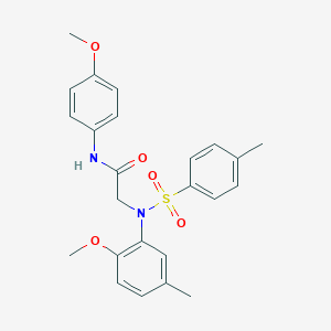 molecular formula C24H26N2O5S B411453 2-{2-methoxy-5-methyl[(4-methylphenyl)sulfonyl]anilino}-N-(4-methoxyphenyl)acetamide 