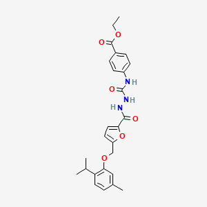 molecular formula C26H29N3O6 B4114569 ethyl 4-{[(2-{5-[(2-isopropyl-5-methylphenoxy)methyl]-2-furoyl}hydrazino)carbonyl]amino}benzoate 