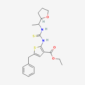 molecular formula C21H26N2O3S2 B4114579 ethyl 5-benzyl-2-[({[1-(tetrahydro-2-furanyl)ethyl]amino}carbonothioyl)amino]-3-thiophenecarboxylate 