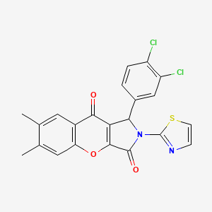molecular formula C22H14Cl2N2O3S B4114632 1-(3,4-dichlorophenyl)-6,7-dimethyl-2-(1,3-thiazol-2-yl)-1,2-dihydrochromeno[2,3-c]pyrrole-3,9-dione 