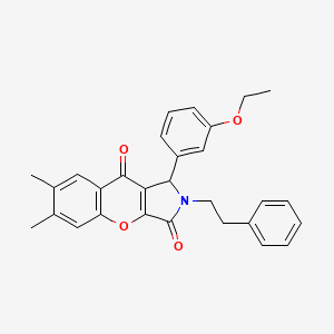 molecular formula C29H27NO4 B4114660 1-(3-ethoxyphenyl)-6,7-dimethyl-2-(2-phenylethyl)-1,2-dihydrochromeno[2,3-c]pyrrole-3,9-dione 