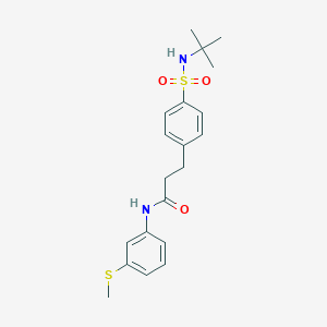 molecular formula C20H26N2O3S2 B4114675 3-{4-[(tert-butylamino)sulfonyl]phenyl}-N-[3-(methylthio)phenyl]propanamide 