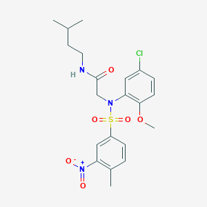 molecular formula C21H26ClN3O6S B4114694 N~2~-(5-chloro-2-methoxyphenyl)-N~1~-(3-methylbutyl)-N~2~-[(4-methyl-3-nitrophenyl)sulfonyl]glycinamide 