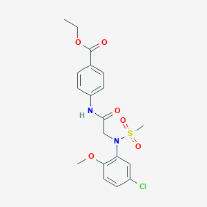 molecular formula C19H21ClN2O6S B411474 Ethyl 4-({[5-chloro-2-methoxy(methylsulfonyl)anilino]acetyl}amino)benzoate 