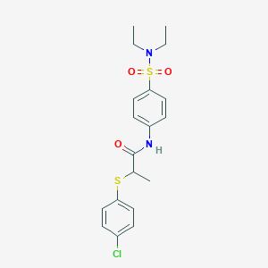 molecular formula C19H23ClN2O3S2 B4114741 2-[(4-chlorophenyl)thio]-N-{4-[(diethylamino)sulfonyl]phenyl}propanamide 