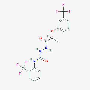 molecular formula C18H15F6N3O3 B4114753 2-{2-[3-(trifluoromethyl)phenoxy]propanoyl}-N-[2-(trifluoromethyl)phenyl]hydrazinecarboxamide 
