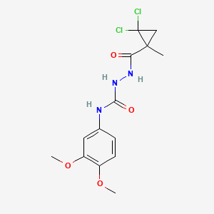molecular formula C14H17Cl2N3O4 B4114794 2-[(2,2-dichloro-1-methylcyclopropyl)carbonyl]-N-(3,4-dimethoxyphenyl)hydrazinecarboxamide 