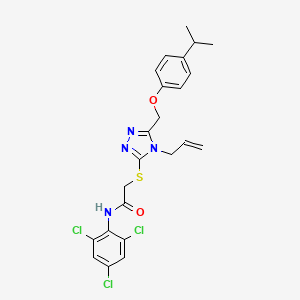 molecular formula C23H23Cl3N4O2S B4114797 2-({4-allyl-5-[(4-isopropylphenoxy)methyl]-4H-1,2,4-triazol-3-yl}thio)-N-(2,4,6-trichlorophenyl)acetamide 