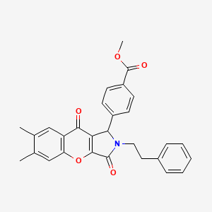 molecular formula C29H25NO5 B4114814 methyl 4-[6,7-dimethyl-3,9-dioxo-2-(2-phenylethyl)-1,2,3,9-tetrahydrochromeno[2,3-c]pyrrol-1-yl]benzoate 