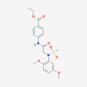 molecular formula C20H24N2O7S B411483 Ethyl 4-({[2,5-dimethoxy(methylsulfonyl)anilino]acetyl}amino)benzoate 