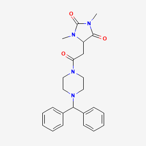 molecular formula C24H28N4O3 B4114865 5-{2-[4-(diphenylmethyl)-1-piperazinyl]-2-oxoethyl}-1,3-dimethyl-2,4-imidazolidinedione 