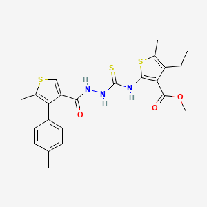 molecular formula C23H25N3O3S3 B4114875 methyl 4-ethyl-5-methyl-2-{[(2-{[5-methyl-4-(4-methylphenyl)-3-thienyl]carbonyl}hydrazino)carbonothioyl]amino}-3-thiophenecarboxylate 