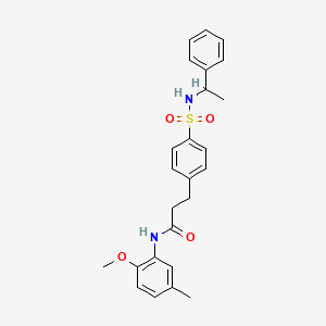 molecular formula C25H28N2O4S B4114888 N-(2-methoxy-5-methylphenyl)-3-(4-{[(1-phenylethyl)amino]sulfonyl}phenyl)propanamide 