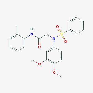 molecular formula C23H24N2O5S B411489 2-[3,4-dimethoxy(phenylsulfonyl)anilino]-N-(2-methylphenyl)acetamide 