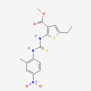 molecular formula C16H17N3O4S2 B4114897 methyl 5-ethyl-2-({[(2-methyl-4-nitrophenyl)amino]carbonothioyl}amino)-3-thiophenecarboxylate 