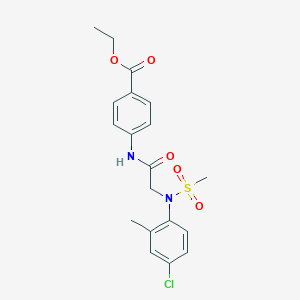 molecular formula C19H21ClN2O5S B411492 Ethyl 4-({[4-chloro-2-methyl(methylsulfonyl)anilino]acetyl}amino)benzoate 
