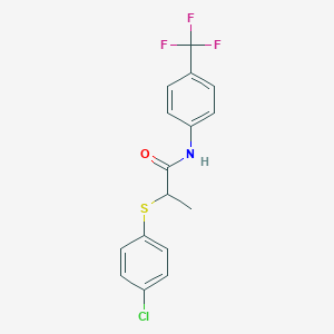 molecular formula C16H13ClF3NOS B4114933 2-[(4-chlorophenyl)thio]-N-[4-(trifluoromethyl)phenyl]propanamide 