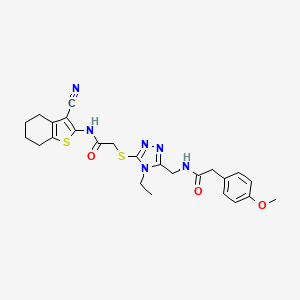 molecular formula C25H28N6O3S2 B4114936 N-(3-cyano-4,5,6,7-tetrahydro-1-benzothien-2-yl)-2-{[4-ethyl-5-({[(4-methoxyphenyl)acetyl]amino}methyl)-4H-1,2,4-triazol-3-yl]thio}acetamide 