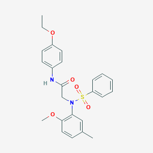 molecular formula C24H26N2O5S B411494 N-(4-ethoxyphenyl)-2-[2-methoxy-5-methyl(phenylsulfonyl)anilino]acetamide 
