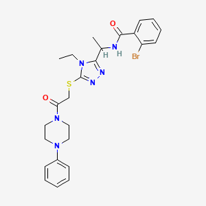 molecular formula C25H29BrN6O2S B4114975 2-bromo-N-[1-(4-ethyl-5-{[2-oxo-2-(4-phenyl-1-piperazinyl)ethyl]thio}-4H-1,2,4-triazol-3-yl)ethyl]benzamide 