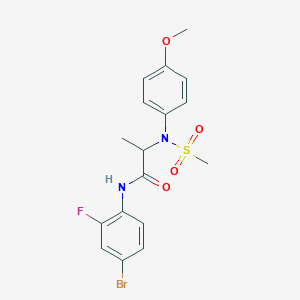 molecular formula C17H18BrFN2O4S B4114995 N~1~-(4-bromo-2-fluorophenyl)-N~2~-(4-methoxyphenyl)-N~2~-(methylsulfonyl)alaninamide 